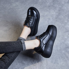 Women Minimalist Retro Leather Platform Casual Shoes Newgew Shoes