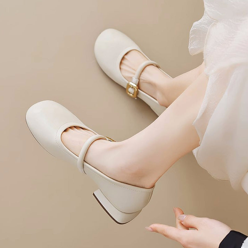 Women Minimalist Fashion Soft Low Block Pumps Newgew Shoes