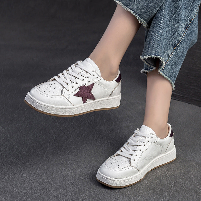 Women Fashion Leather Breathable Casual Skate Sneakers Newgew Shoes