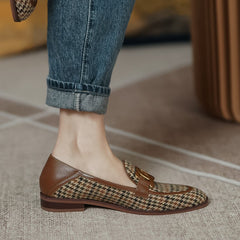 Puzzle Handmade Plaid Loafers Newgew