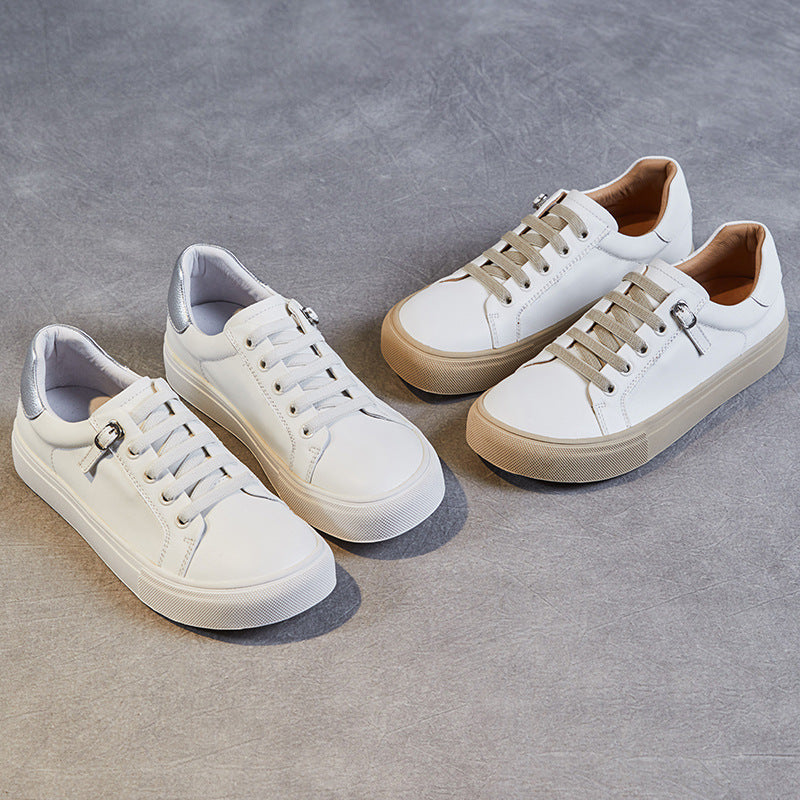 Women Minimalist Fashion Leather Flat Casual Shoes Newgew Shoes