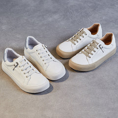 Women Minimalist Fashion Leather Flat Casual Shoes Newgew Shoes