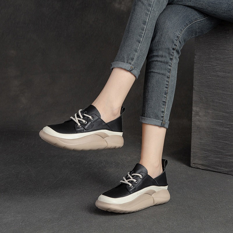 Women Casual Fashion Soft Leather Thick Soled Shoes Newgew Shoes