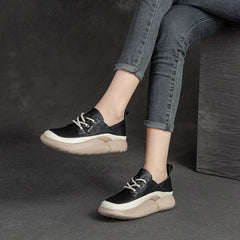 Women Casual Fashion Soft Leather Thick Soled Shoes Newgew Shoes