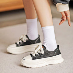 Women Fashion Leather Thick Soled Casual Shoes Newgew Shoes