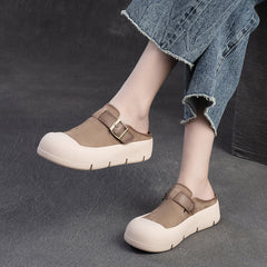 Women Minimalist Leather Soft Flat Casual Mules Newgew Shoes