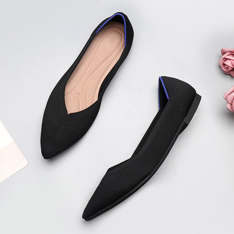 Pointed Toe  Slingback Knit Flat Shoes NewGew