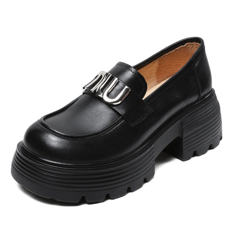 Women Minimalist Leather Chunky Platform Loafers Newgew Shoes