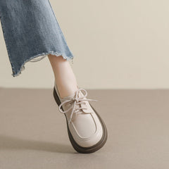 Women Minimalist Retro Lace-up Soft Loafers Newgew Shoes