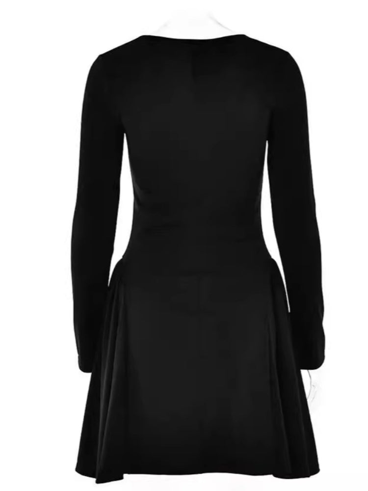 Black Long Sleeve Mini Newgew Dresses