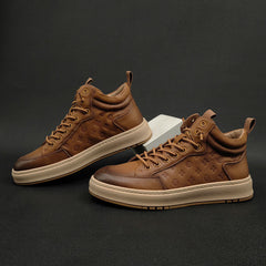 Men Retro Figured Leather Flat Casual Shoes Newgew Shoes