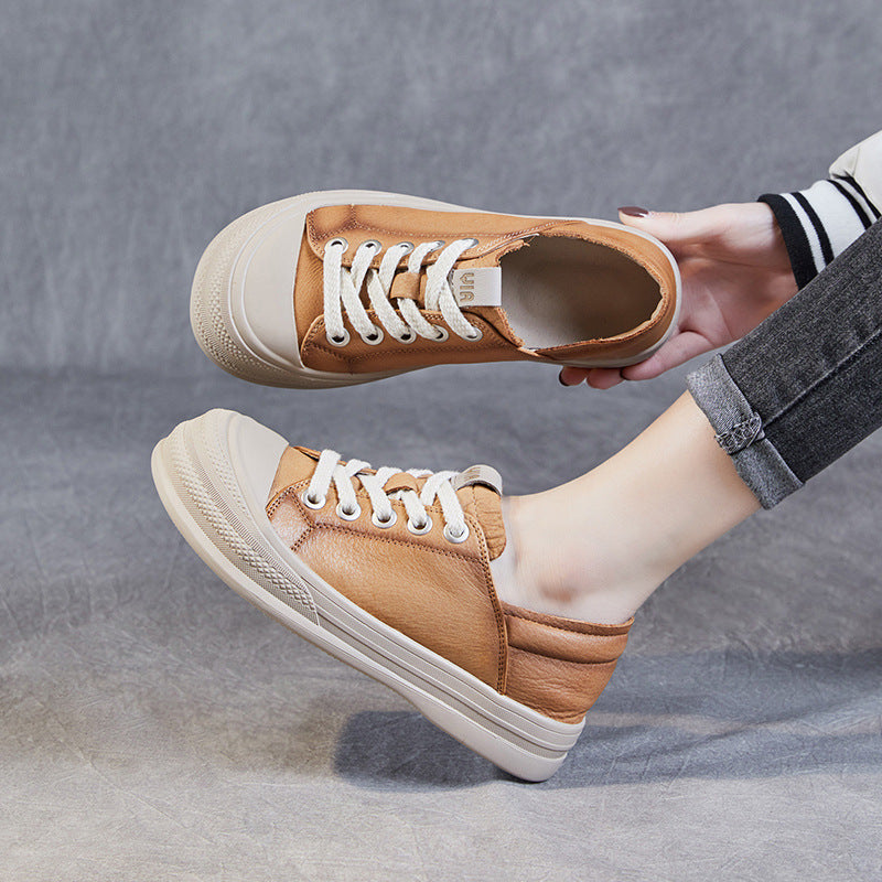 Women Minimalist Fashion Leather Flat Casual Shoes Newgew Shoes
