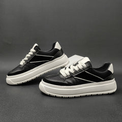 Men Casual Fashion Leather Breathable Flat Sneakers Newgew Shoes