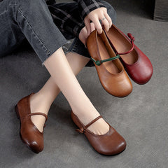 Women Retro Leather Soft Comfort Casual Flats Newgew Shoes