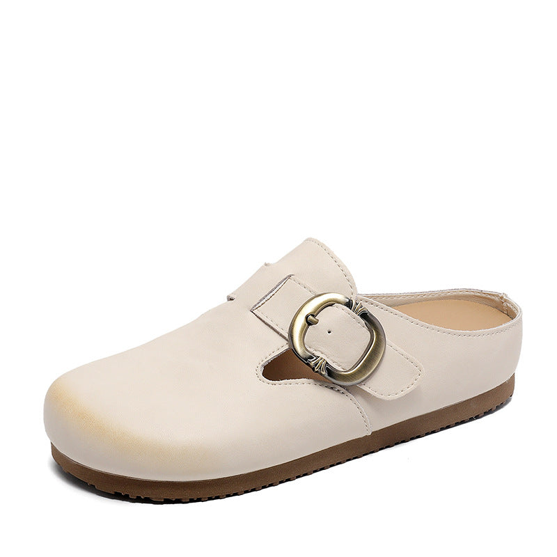 Women Minimalist Soft Leather Flat Mules Shoes Newgew Shoes