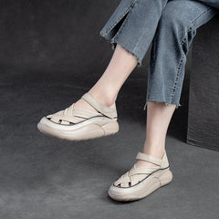 Women Casual Plaited Leather Thick Soled Sandals Newgew Shoes