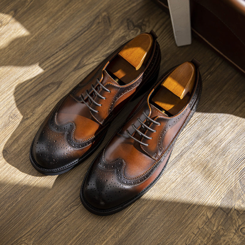 Men Classic Embossing Patchwork Cowhide Oxford Shoes Newgew Shoes