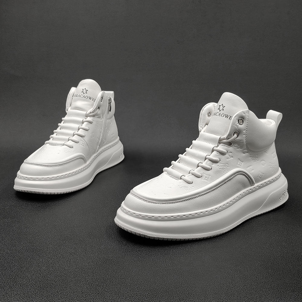 Men Stylish Minimalist Leather High Top Casual Shoes Newgew Shoes