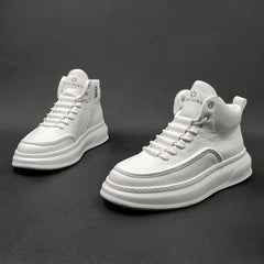 Men Stylish Minimalist Leather High Top Casual Shoes Newgew Shoes
