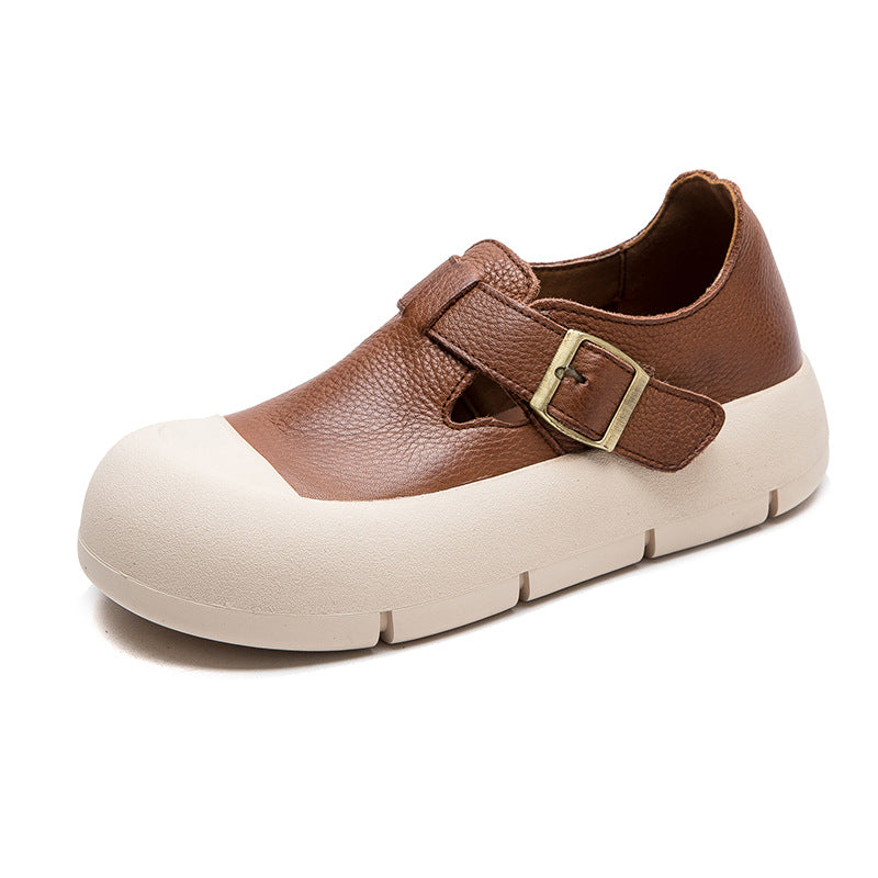 Women Minimalist Leather Velcro Flat Casual Shoes Newgew Shoes