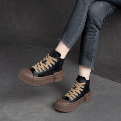 Women Casual Fashion Patchwork Flat Ankle Boots Newgew Shoes