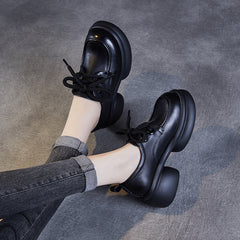 Women Minimalism Chunky Platform Lace-up Loafers Newgew Shoes