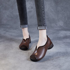 Women Retro Patchwork Soft Leather Casual Shoes Newgew Shoes