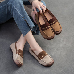 Women Retro Soft Leather Flat Casual Loafers Newgew Shoes