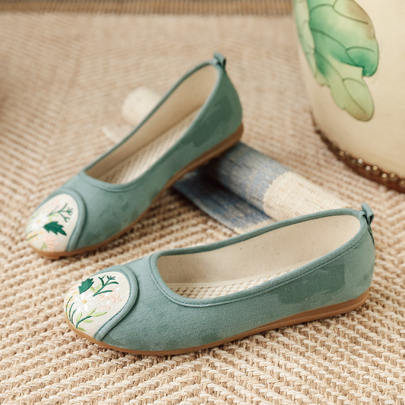 Women's Ethnic Style Old Cloth Shallow Canvas Shoes Newgew