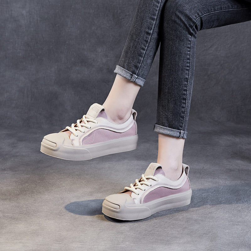 Women Casual Patchwork Breathable Leather Shoes Newgew Shoes