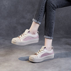 Women Casual Patchwork Breathable Leather Shoes Newgew Shoes