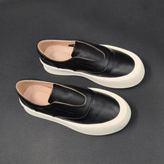 Men Minimalist Pure Leather Flat Casual Loafers Newgew Shoes