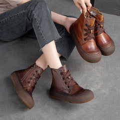 Women Autumn New Trendy Retro Leather Boots Newgew Shoes