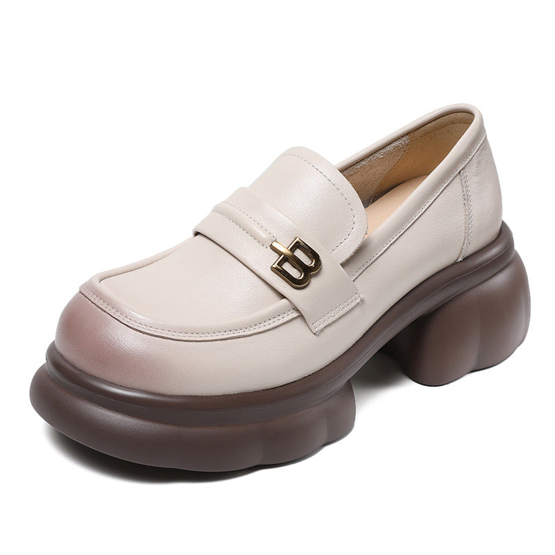 Women Retro Leather Platform Casual Loafers Newgew Shoes