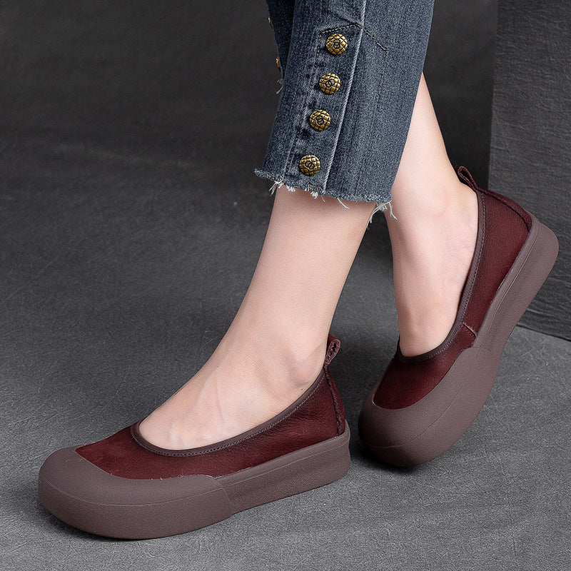 Women Retro Leather Soft Flats Shoes Newgew Shoes