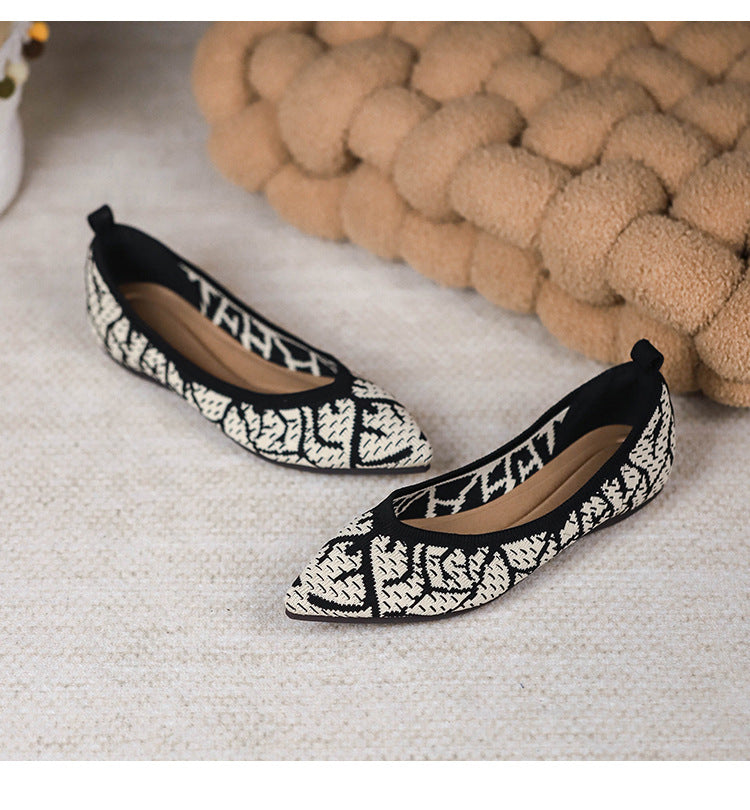Pointed Knitted Egg Roll Flat Flying Woven Shoes NewGew