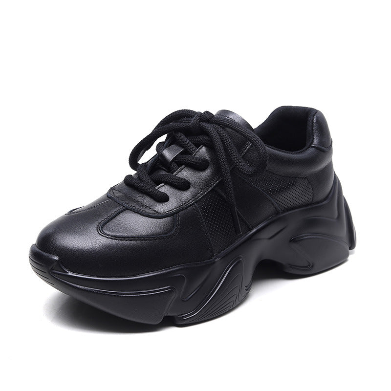 Women Minimalism Leather Casual Platform Dad Shoes Newgew Shoes