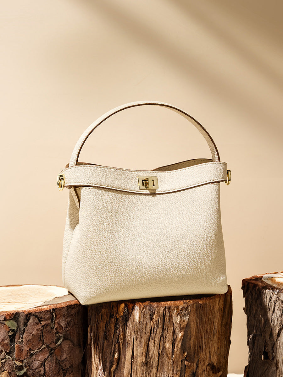 Women Minimalist Fashion Leather Bucket Bag Newgew Shoes