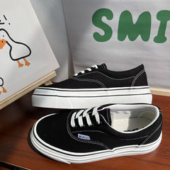 Women's Versatile Classic Black Board Korean Breathable Canvas Shoes Newgew