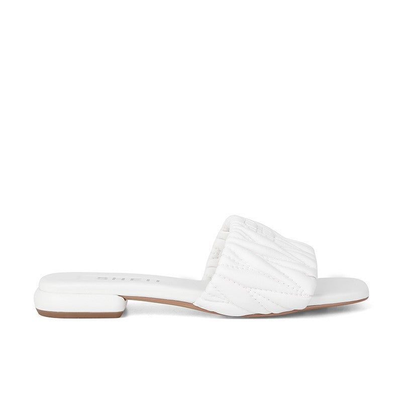 Pleated Flat Heel Non-Slip Square Toe Sandals NewGew