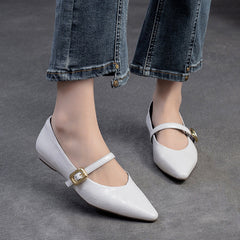 Women Leather Fashion Pointed Toe Casual Dress Shoes Newgew Shoes