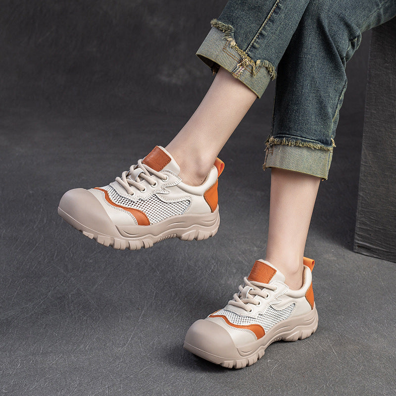 Women Fashion Breathable Mesh Leather Casual Shoes Newgew Shoes