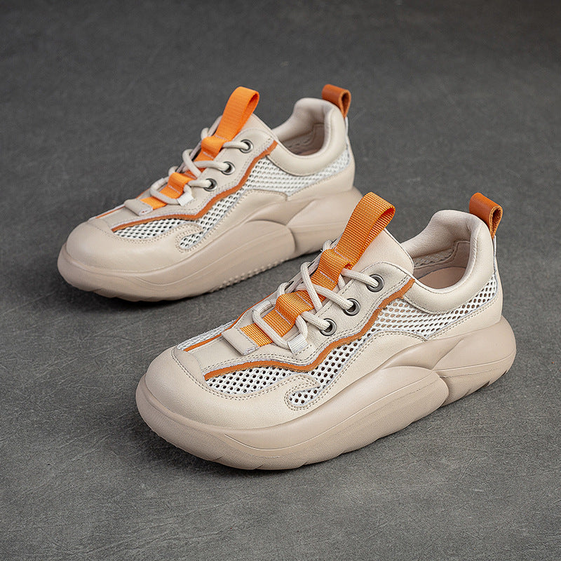 Women Fashion Breathable Mesh Leather Casual Shoes Newgew Shoes