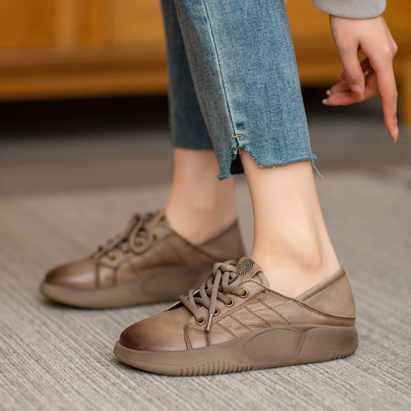 Women Leather Handmade Flat Casual Shoes Newgew Shoes