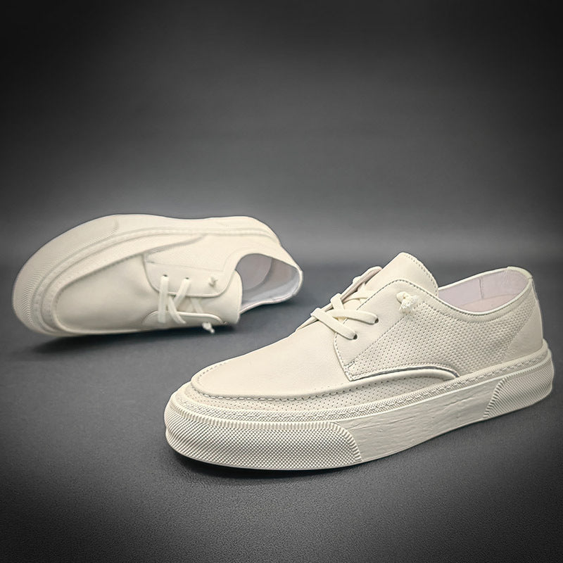 Men Leather Casual Fashion White Sneakers Newgew Shoes