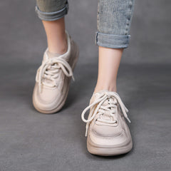 Women Fashion Breathable Leather Thick Soled Casual Shoes Newgew Shoes