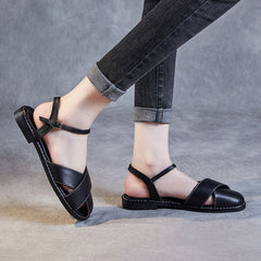 Women Retro Leather Summer Casual Sandals Newgew Shoes