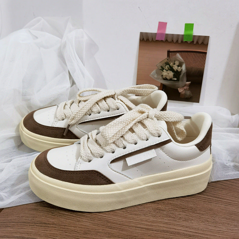 Versatile Milk Tea Color Round Toe Canvas Shoes Newgew