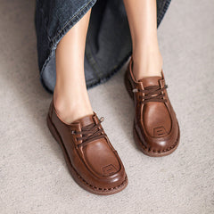 Women Retro Leather Slip-on Comfortable Casual Shoes Newgew Shoes