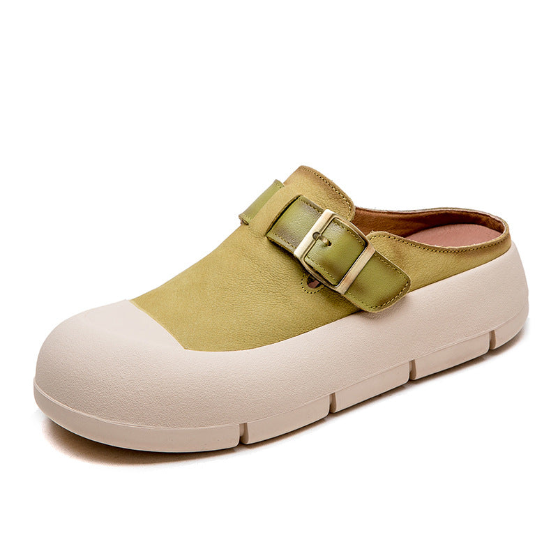 Women Minimalist Leather Soft Flat Casual Mules Newgew Shoes